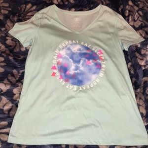 Teal short sleeve workout graphic t-shirt